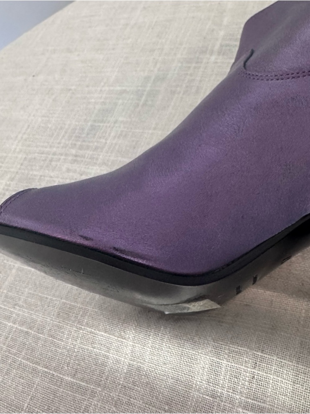 Claire Venezia Metallic Purple Leather Peep Toe Ankle Booties EU 37 - Picture 9 of 15